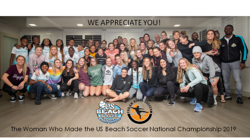 group photo of women beach soccer players